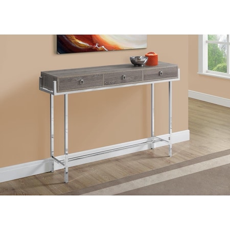 Gfancy Fixtures 31.75 in. Dark Taupe Particle Board & Chrome Metal Accent Table GF2473823